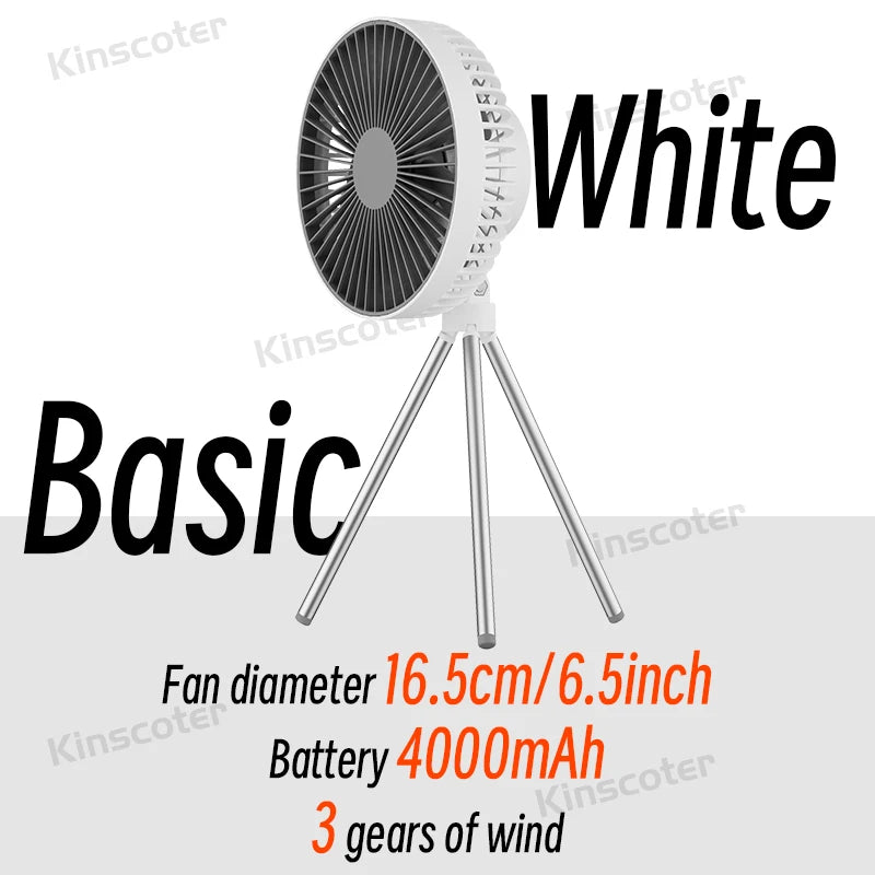 10000mAh 4000mAh Camping Fan Rechargeable Desktop Portable Circulator Wireless Ceiling Electric Fan with Power Bank LED Lighting - Image 13