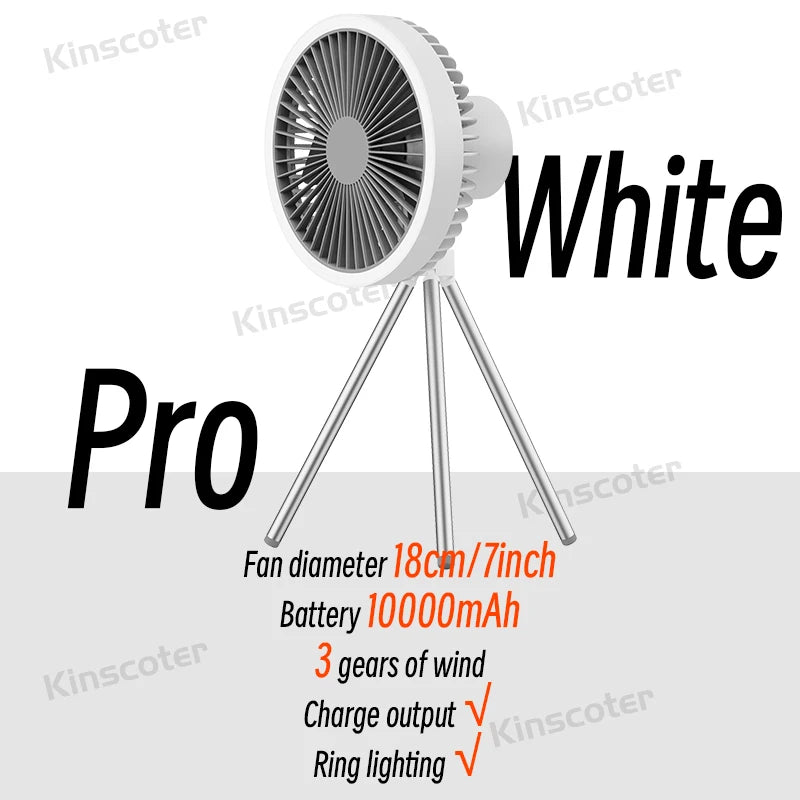 10000mAh 4000mAh Camping Fan Rechargeable Desktop Portable Circulator Wireless Ceiling Electric Fan with Power Bank LED Lighting - Image 15