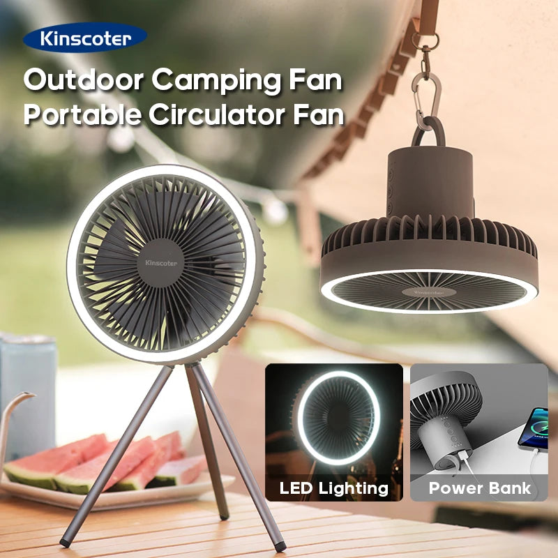 10000mAh 4000mAh Camping Fan Rechargeable Desktop Portable Circulator Wireless Ceiling Electric Fan with Power Bank LED Lighting - Image 3