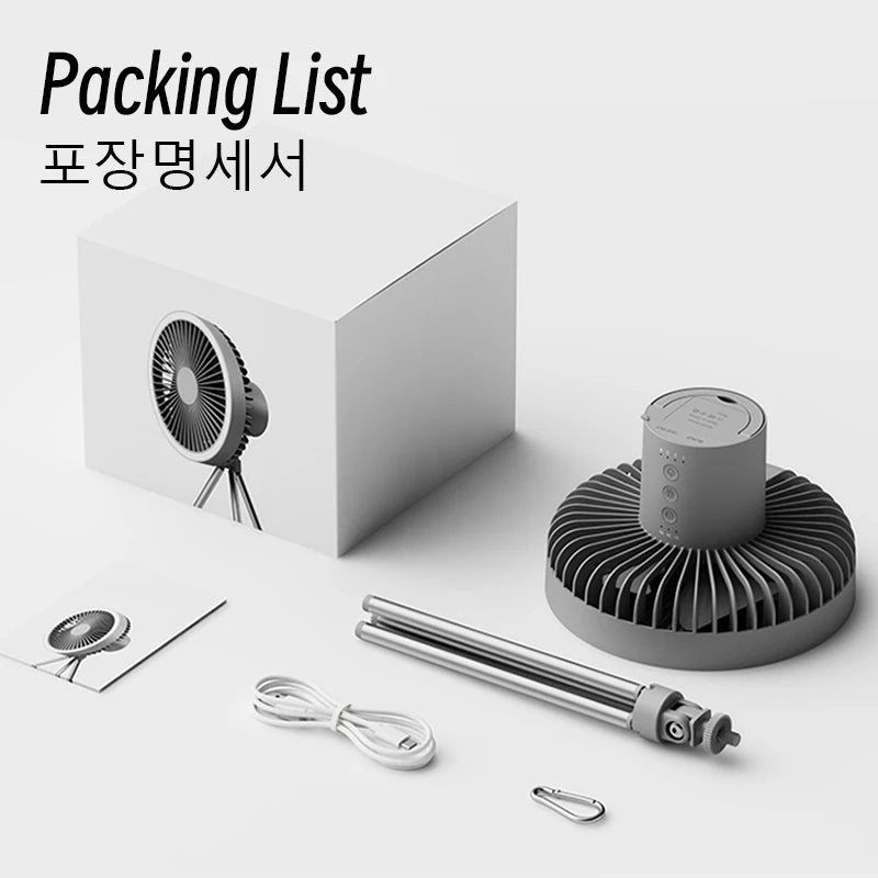 10000mAh 4000mAh Camping Fan Rechargeable Desktop Portable Circulator Wireless Ceiling Electric Fan with Power Bank LED Lighting - Image 7