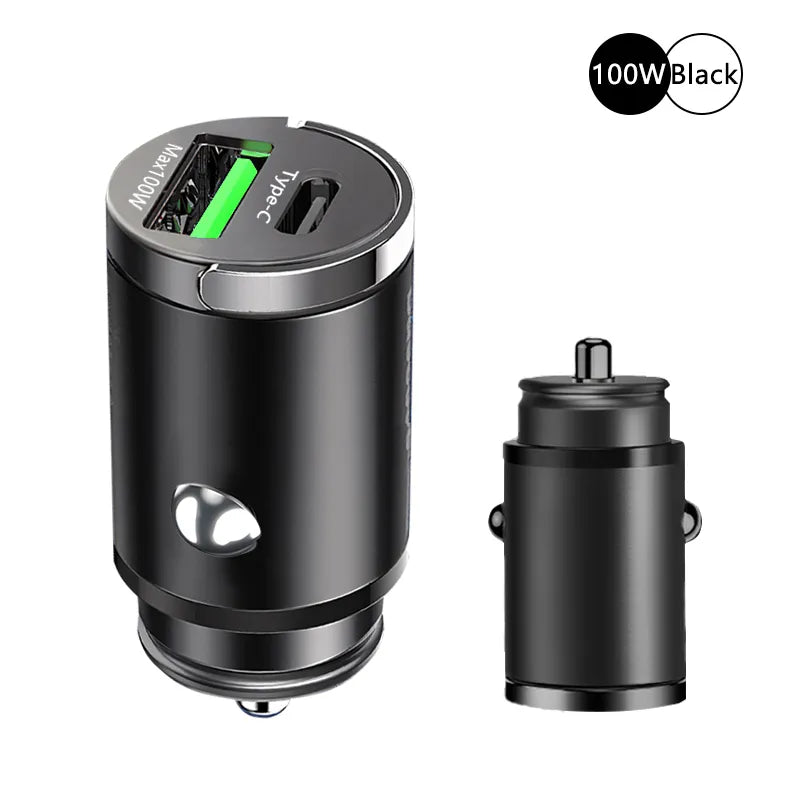100W Mini Car Charger Lighter Fast Charging for iPhone QC3.0 Mini PD USB Type C Car Phone Charger for Xiaomi Samsung Huawei - Image 11