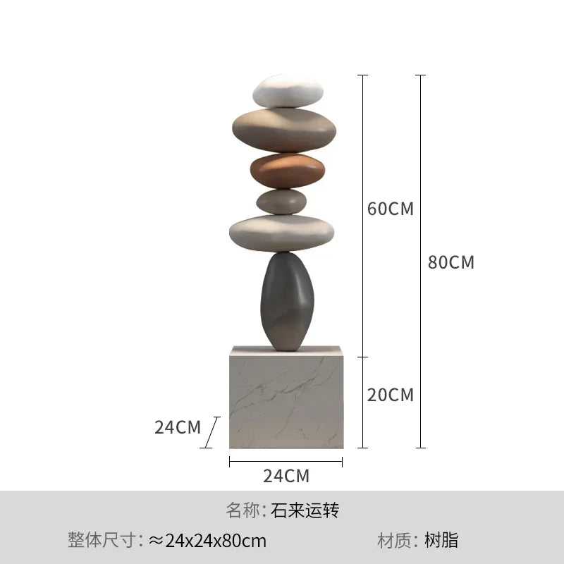 80cm Creative Stacked Stone Living Room Art Ornaments Light Luxury Home Sofa Wine Cabinet High-end Floor-standing Ornaments Gift - Image 9