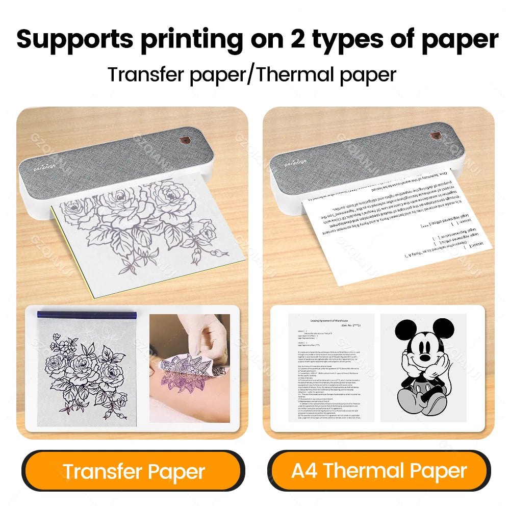 A4 Thermal Printers Wireless Tattoo Transfer Bluetooth USB Mobile Printer Machine Text PDF Document Printing Maker with Paper - Image 4