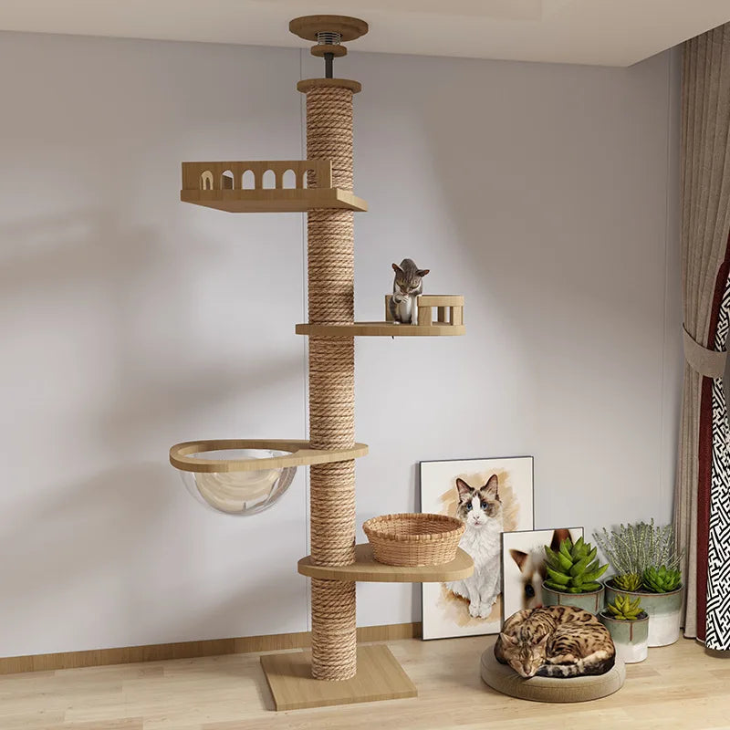 Solid Wooden Adjustable Multilayer Cat Tree Tower for Kittens and Pets Furniture - Image 2