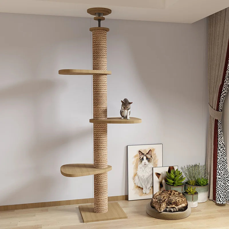 Solid Wooden Adjustable Multilayer Cat Tree Tower for Kittens and Pets Furniture - Image 3
