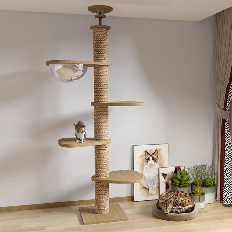 Solid Wooden Adjustable Multilayer Cat Tree Tower for Kittens and Pets Furniture - Image 4