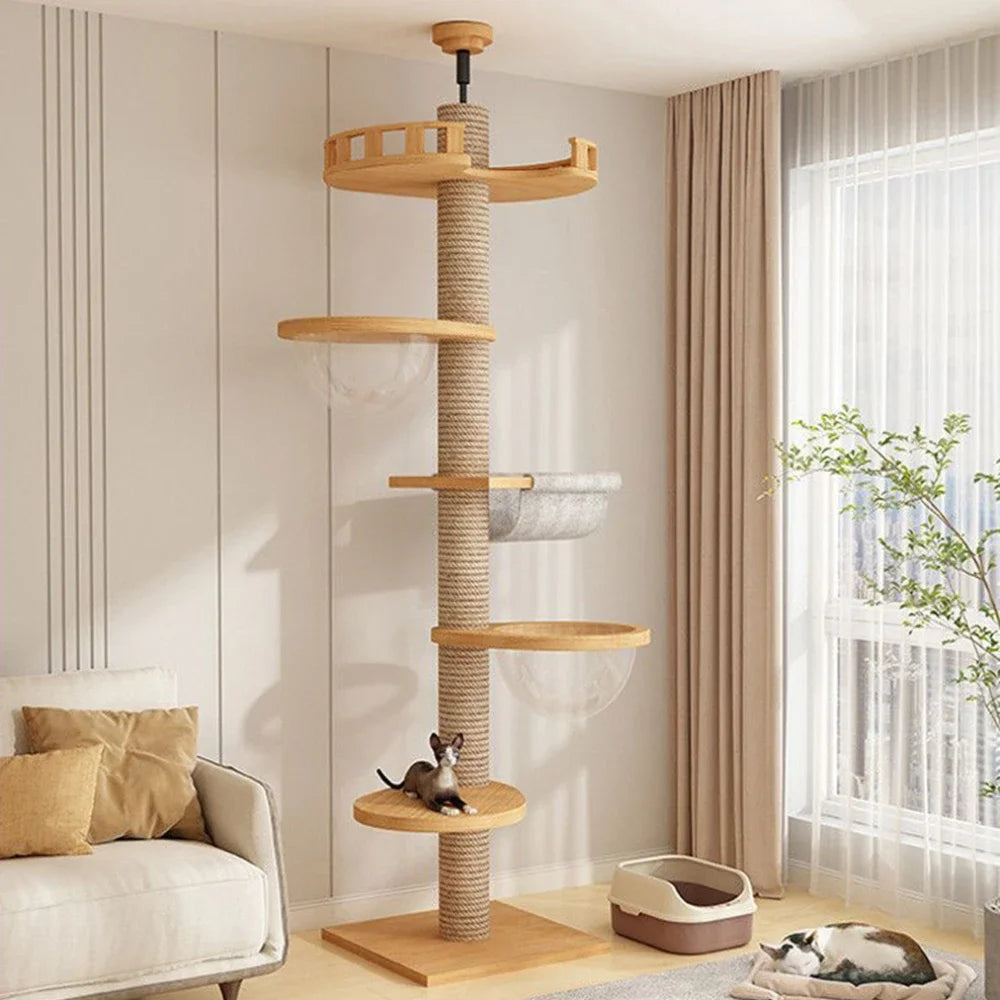 Solid Wooden Adjustable Multilayer Cat Tree Tower for Kittens and Pets Furniture - Image 6