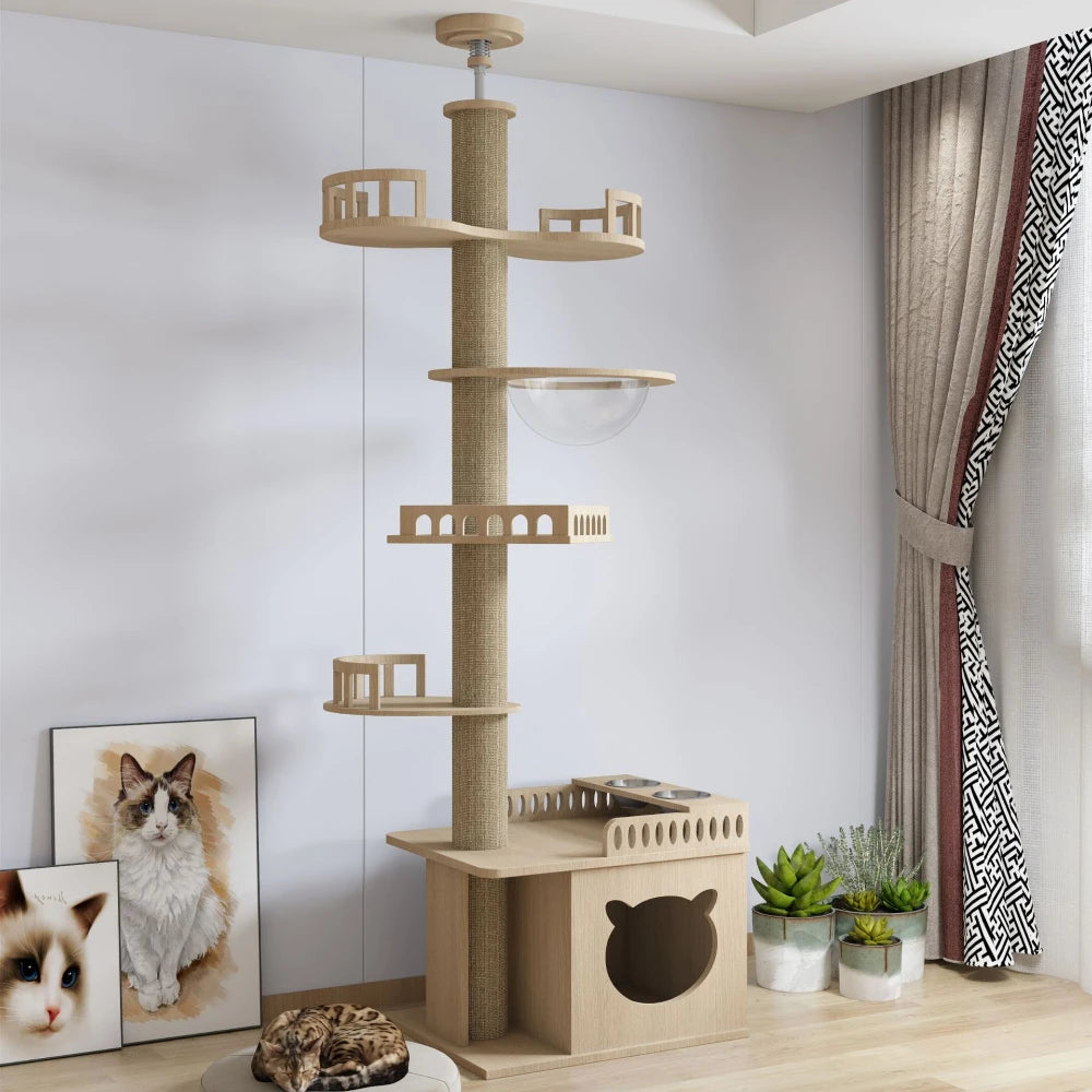 Solid Wooden Adjustable Multilayer Cat Tree Tower for Kittens and Pets Furniture - Image 8