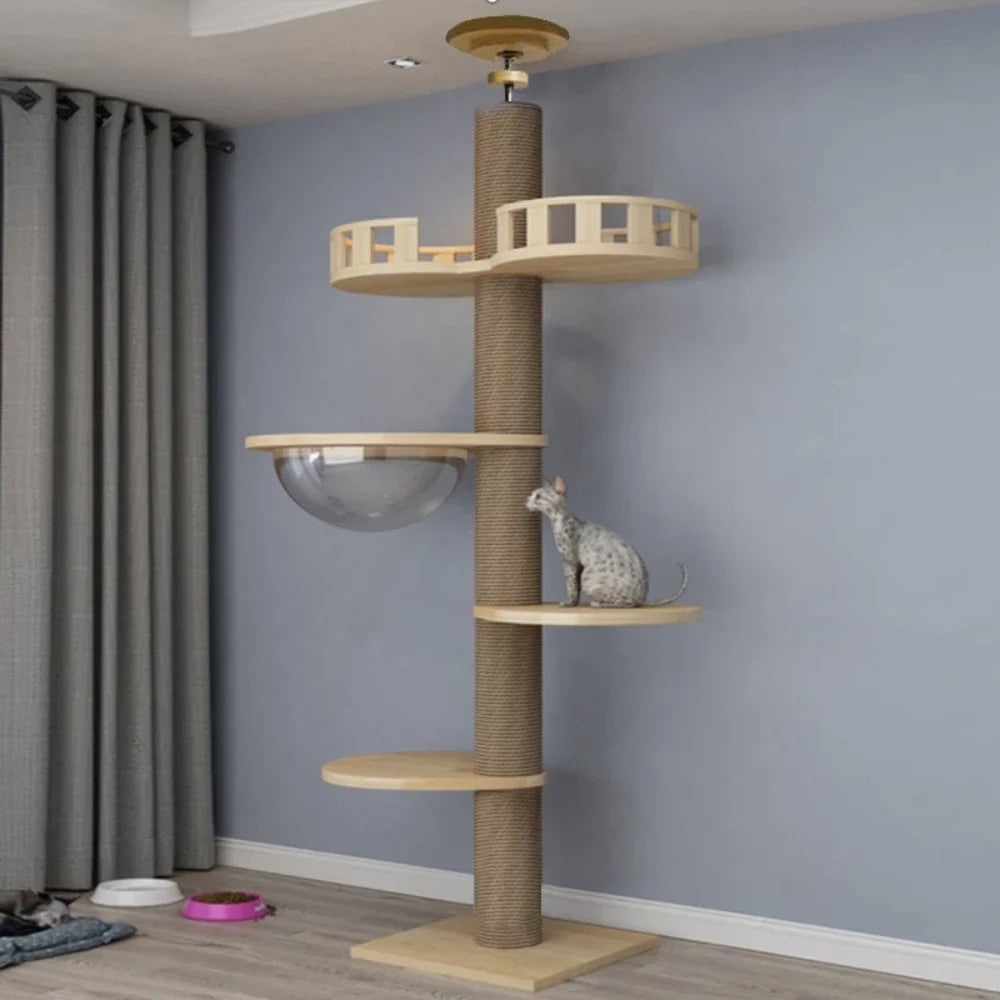 Solid Wooden Adjustable Multilayer Cat Tree Tower for Kittens and Pets Furniture - Image 9
