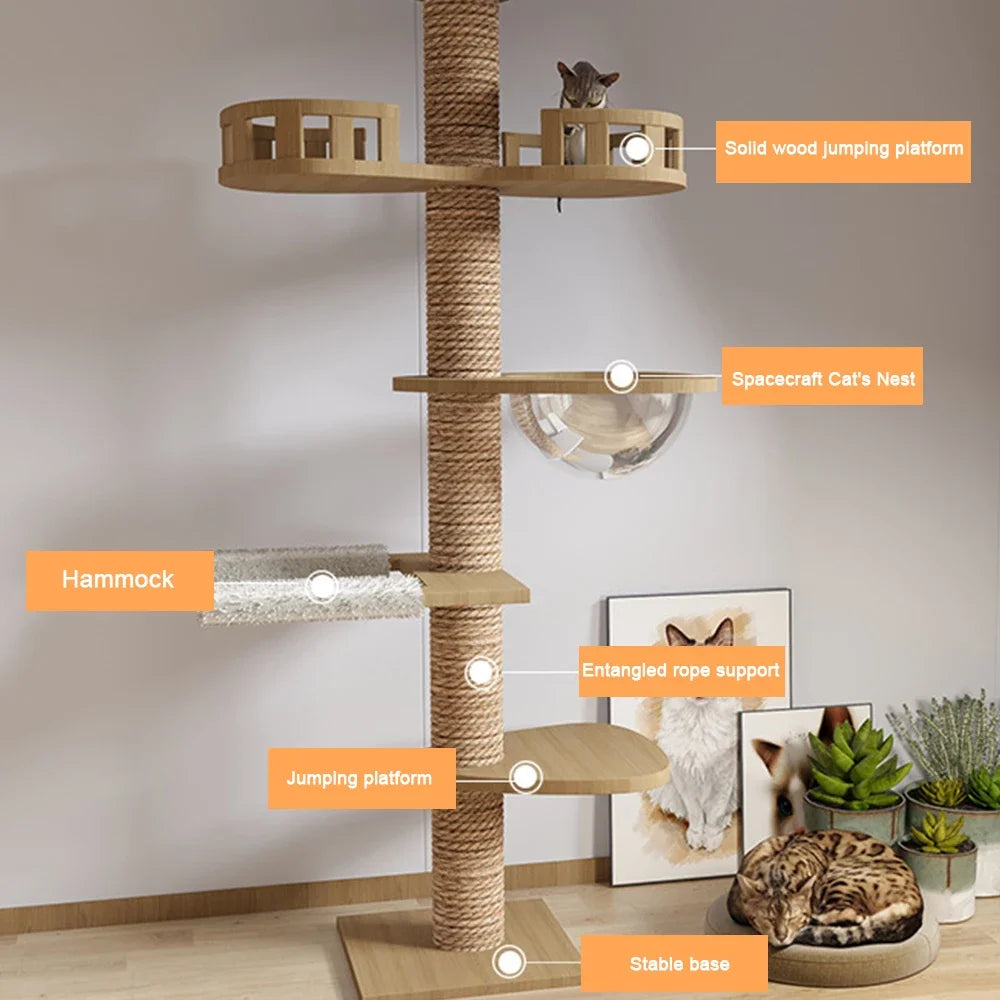 Solid Wooden Adjustable Multilayer Cat Tree Tower for Kittens and Pets Furniture - Image 10