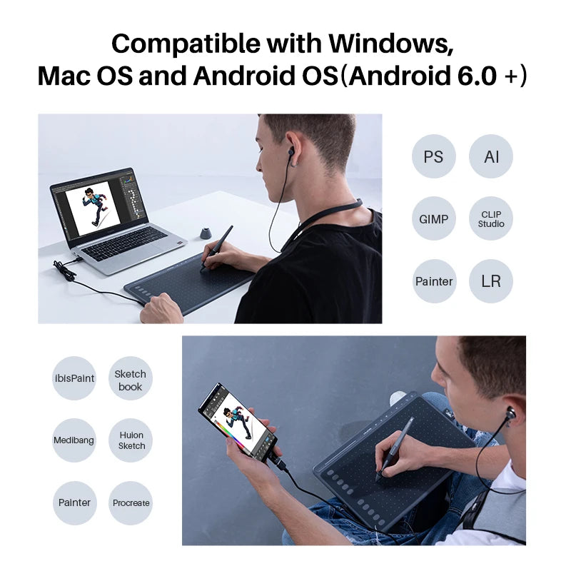 HUION HS611 Graphic Digital Drawing Tablet 266PPS Graphics Pen Tablet Multimedia Keys Three Colors For PC Android - Image 9