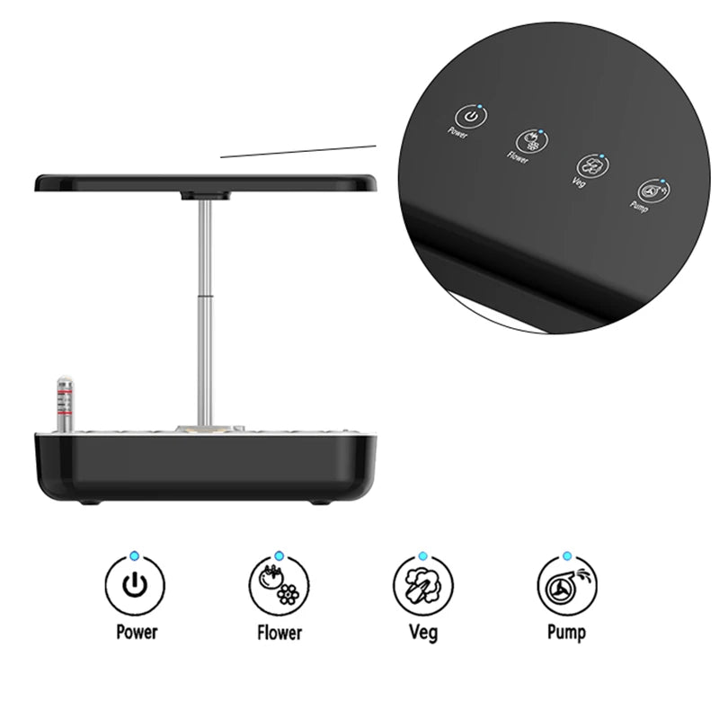 Hydroponics Growing System 12 Pods Indoor Herb Garden Kit Automatic Timing LED Grow Lights Smart Water Pump for Home Flower Pots - Image 9