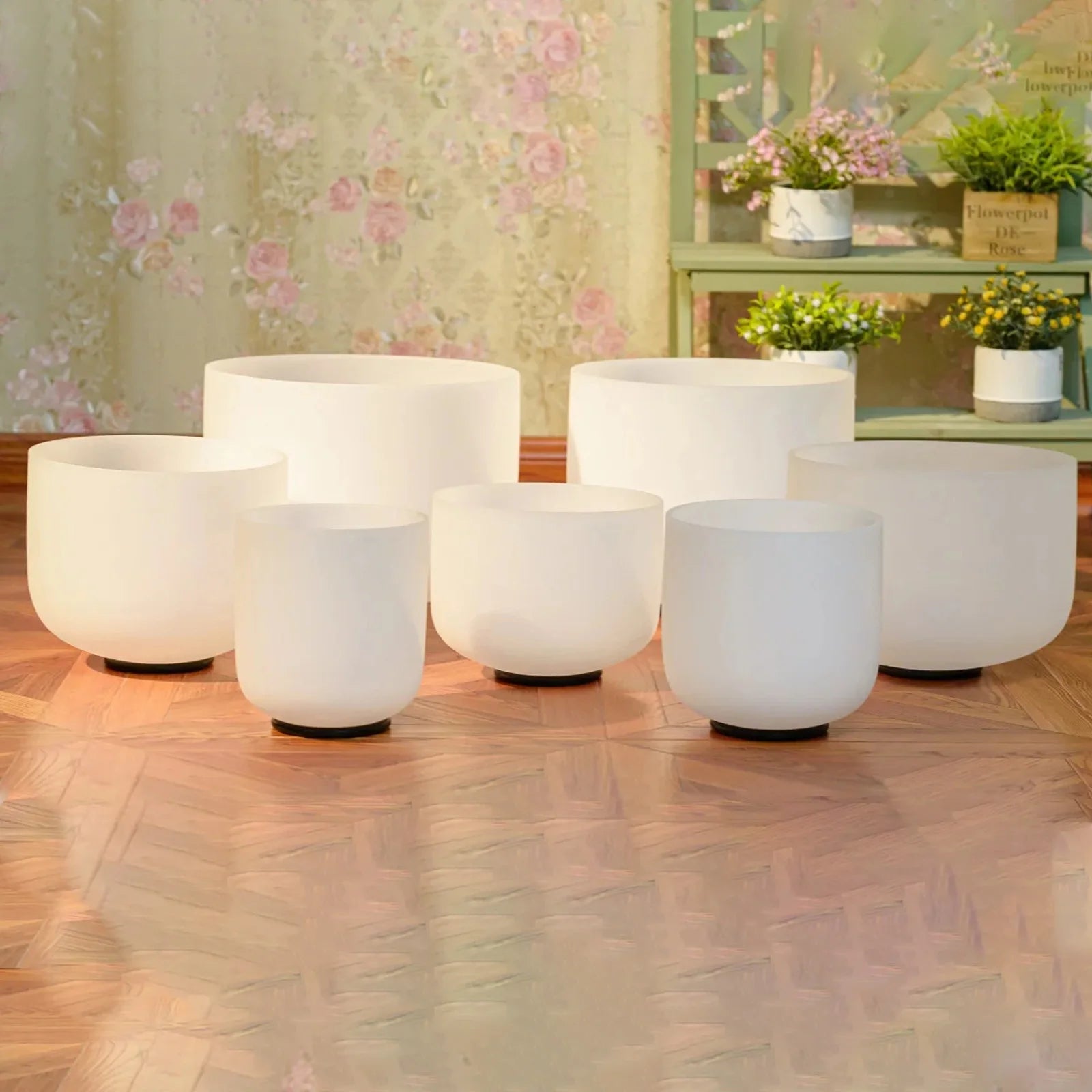 Hye-eun 7pcs 440hz/432hz Crystal Singing Bowl Chakra Set 6-12 Inch with Heavy Duty Carrying Case Medition Sound for Yoga Energy - Image 3