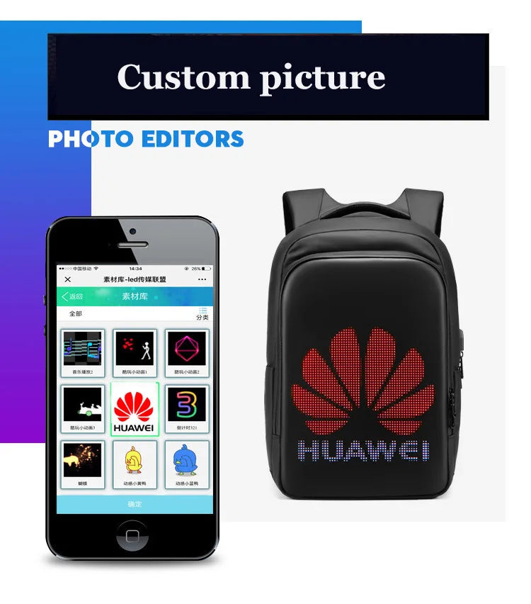 LED Display backpack Business travel 15.6 Inch Laptop Backpack Men DIY Smart backpack school Backpack woman multimedia backpack - Image 4