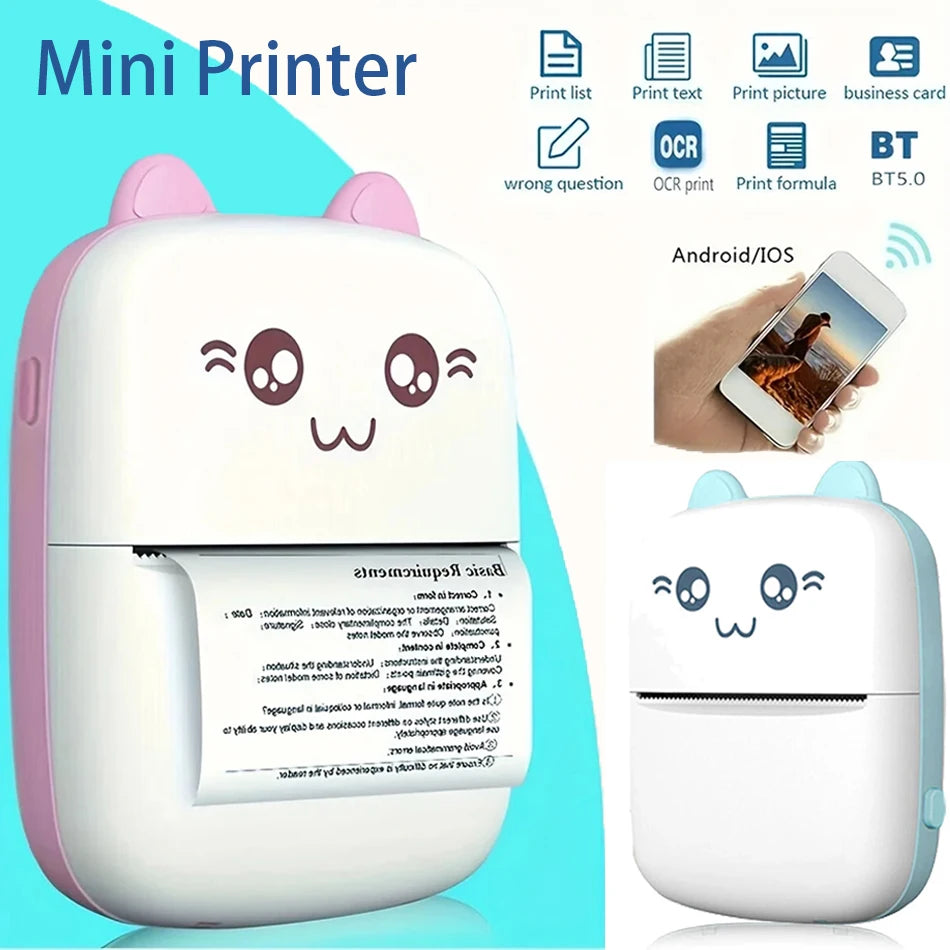 Mini Thermal Printer Wireless BT 200dpi Label Photo Memo Wrong Question Printing Tag Bluetooth Printer USB Cable Portable - Image 3