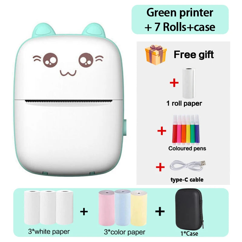 Mini Thermal Printer Wireless BT 200dpi Label Photo Memo Wrong Question Printing Tag Bluetooth Printer USB Cable Portable - Image 22