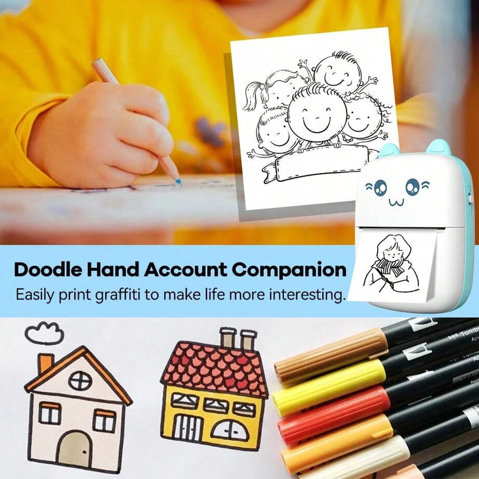 Mini Thermal Printer Wireless BT 200dpi Label Photo Memo Wrong Question Printing Tag Bluetooth Printer USB Cable Portable - Image 5