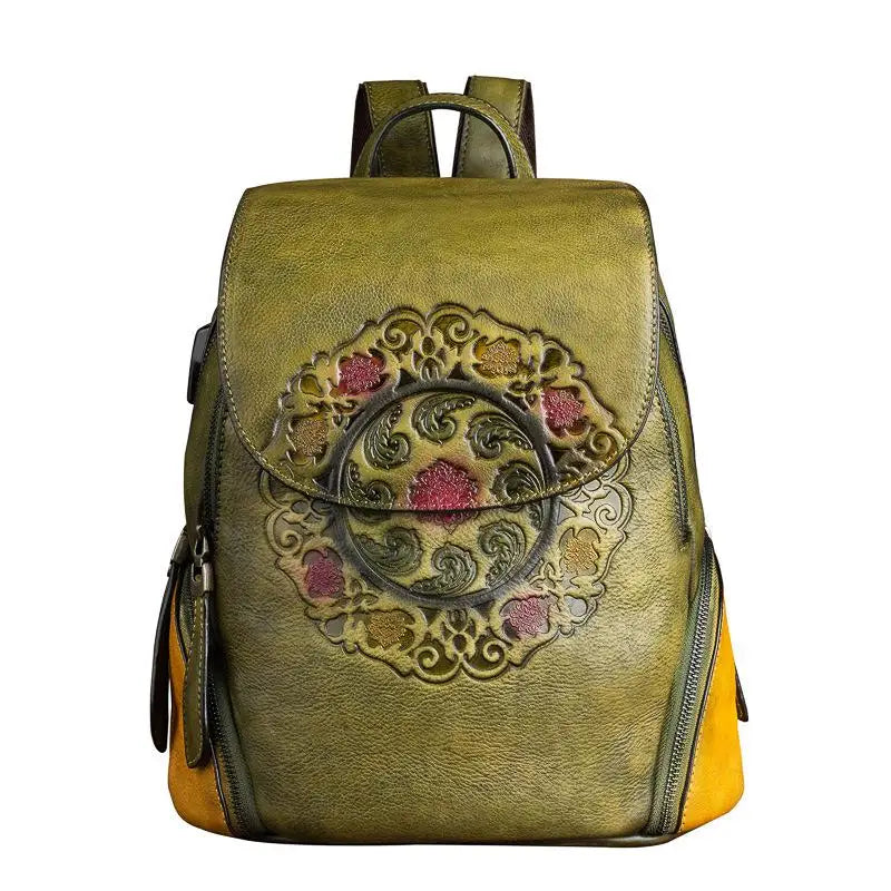 MOTAORA Fashion Backpack Retro Genuine Leather Backpacks For Women New Handmade Embossed Vintage Bag China Style Backpack Ladies - Image 10