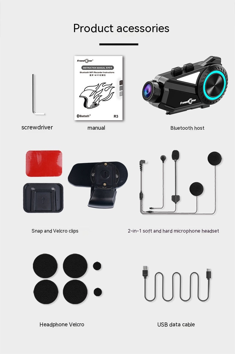Motorcycle Helmet Intercom Bluetooth Headset Driving Recorder R3 - Image 20