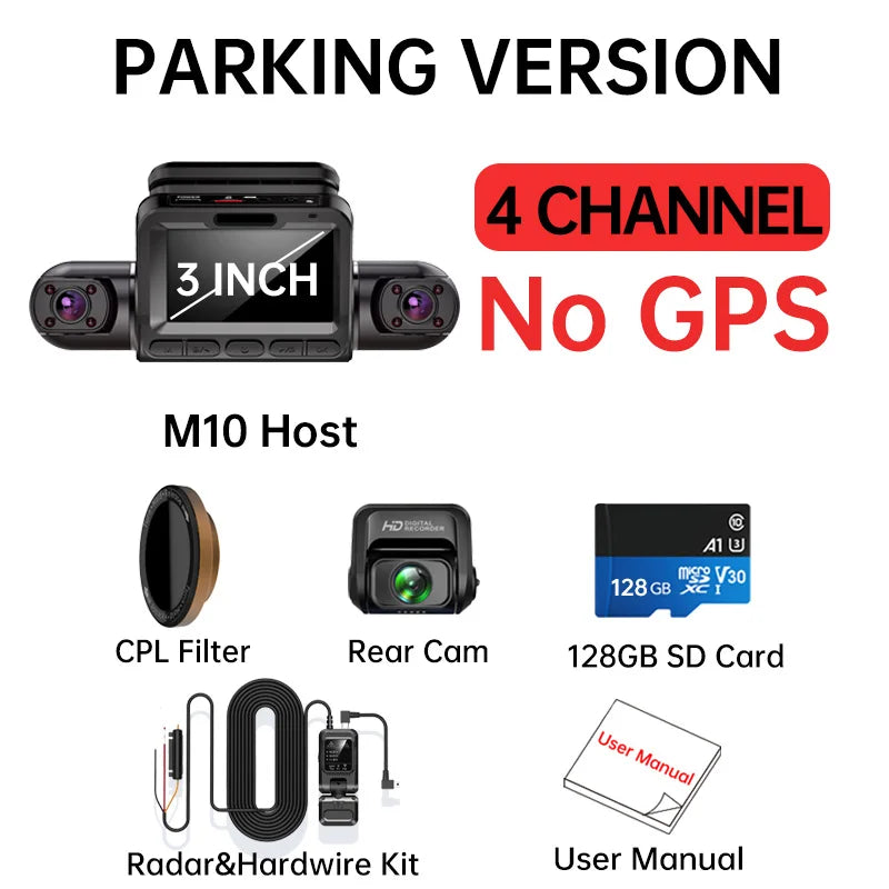 TiESFONG M10max 2K 1440P Dash Cam for Car DVR 4CH 360 Camera 24H Parking Monitor & GPS Night Vision Auto Video Recorder 256Gmax - Image 11