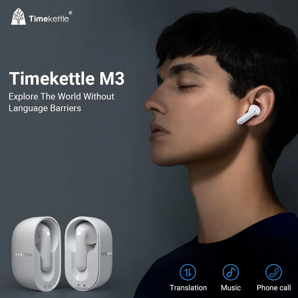 TimeKettle M3 Language Simultaneous Translator Headset Business Interpretation Earphone Travel Voice Translation Earbuds - Image 2