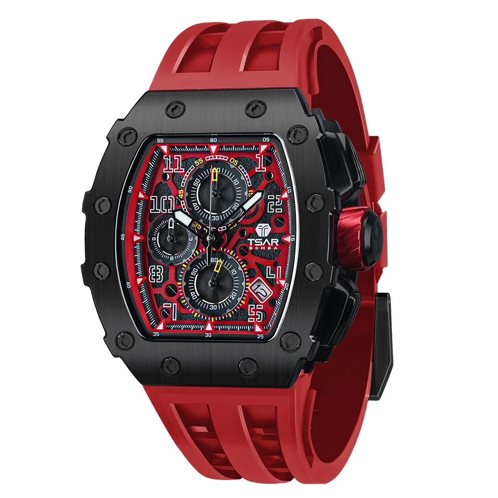 TSAR BOMBA Watch for Men Top Brand Luxury Waterproof Quartz Wristwatch Tonneau Clock Gift Chronograph Rectangle Mens Watch - Image 11