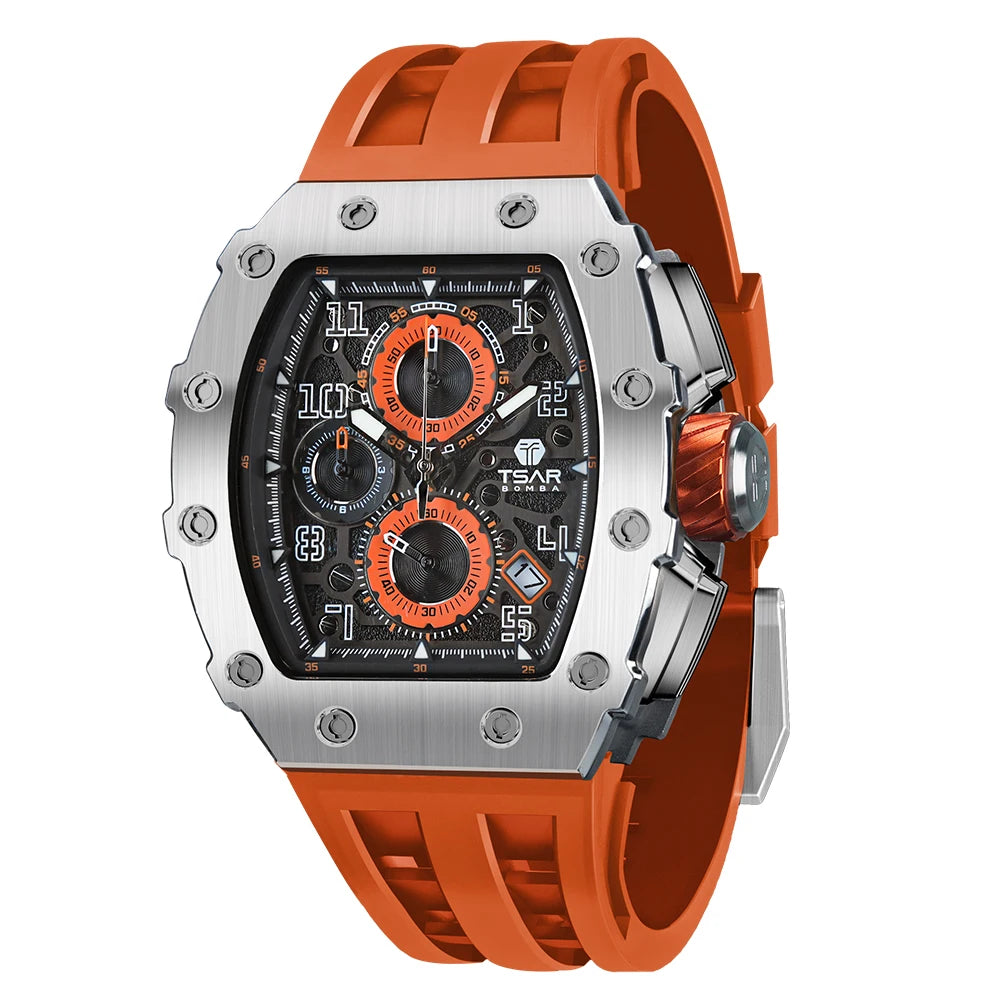 TSAR BOMBA Watch for Men Top Brand Luxury Waterproof Quartz Wristwatch Tonneau Clock Gift Chronograph Rectangle Mens Watch - Image 13