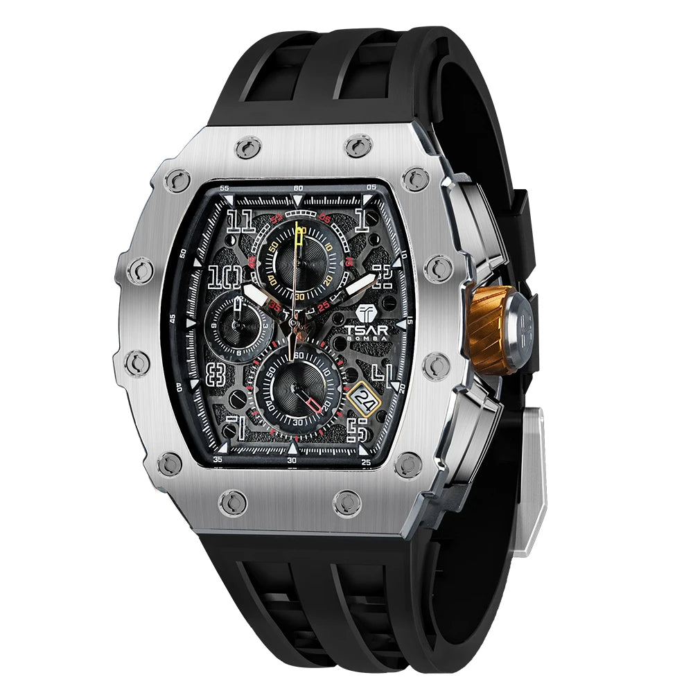 TSAR BOMBA Watch for Men Top Brand Luxury Waterproof Quartz Wristwatch Tonneau Clock Gift Chronograph Rectangle Mens Watch - Image 7