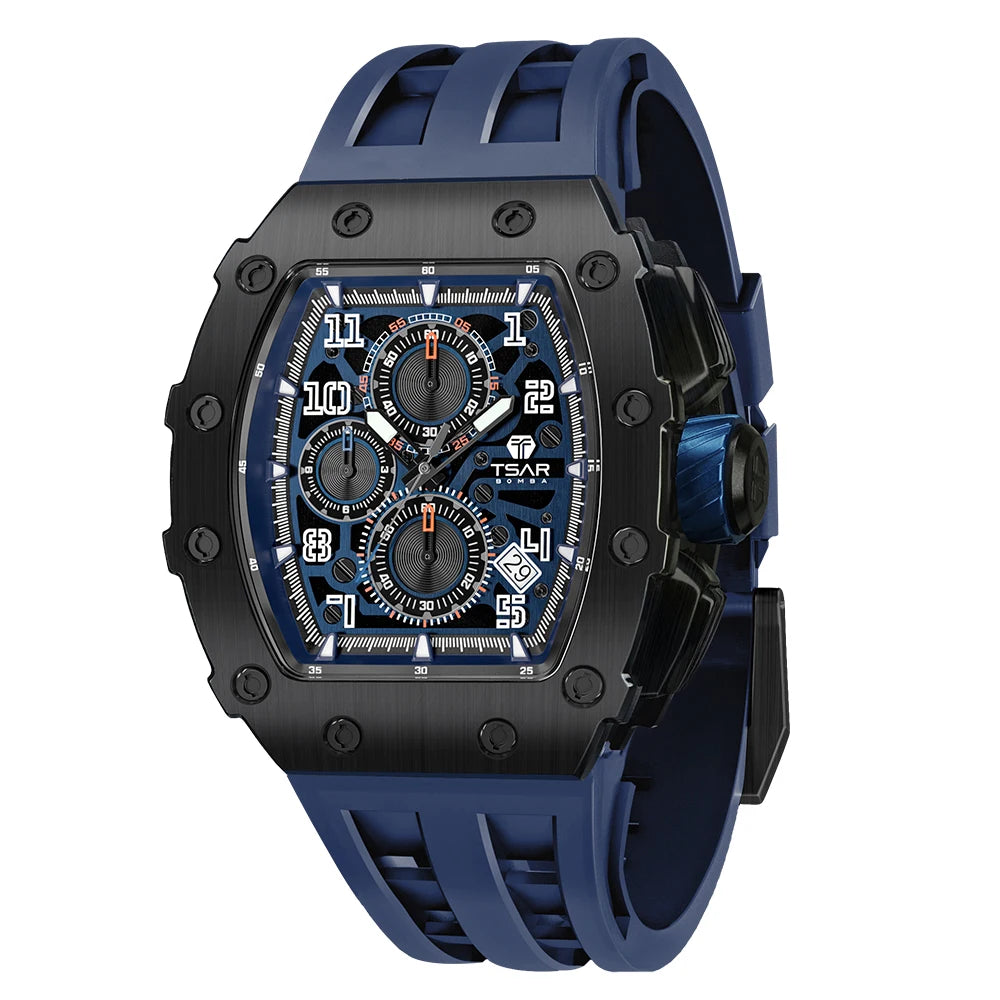 TSAR BOMBA Watch for Men Top Brand Luxury Waterproof Quartz Wristwatch Tonneau Clock Gift Chronograph Rectangle Mens Watch - Image 9