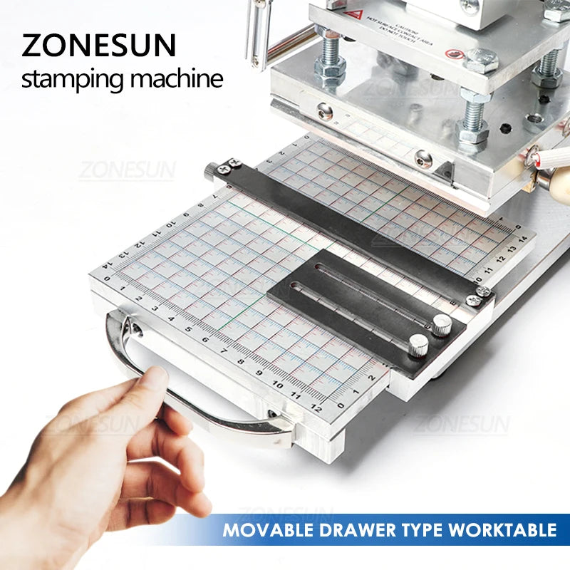 ZONESUN ZS110 Slidable Workbench Thermal Press Digital Leather Wood PVC Paper Hot Foil Stamping Machine Embossing Tool 10*13cm - Image 10